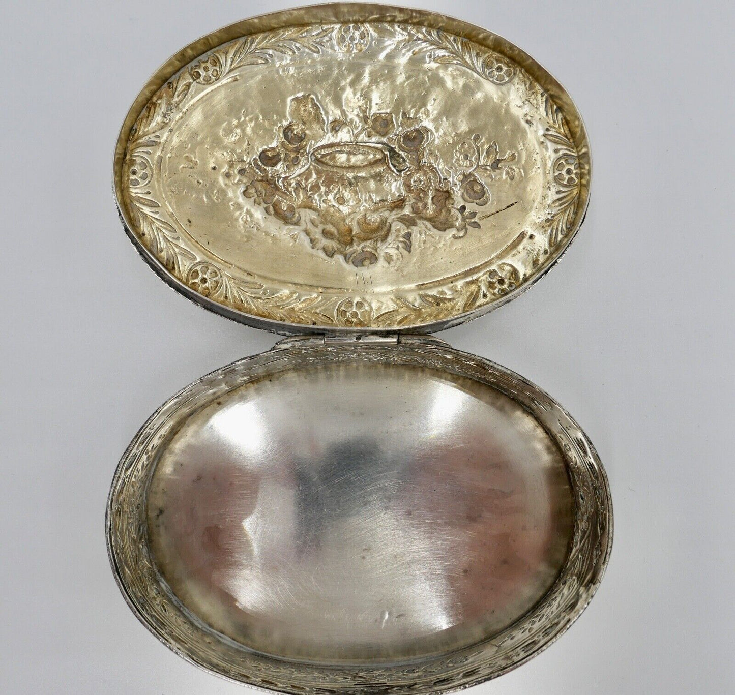 Jugendstil um 1900 830 Silber Deckeldose Schatulle Tabakiere floral - Antikhandel-Stuttgart