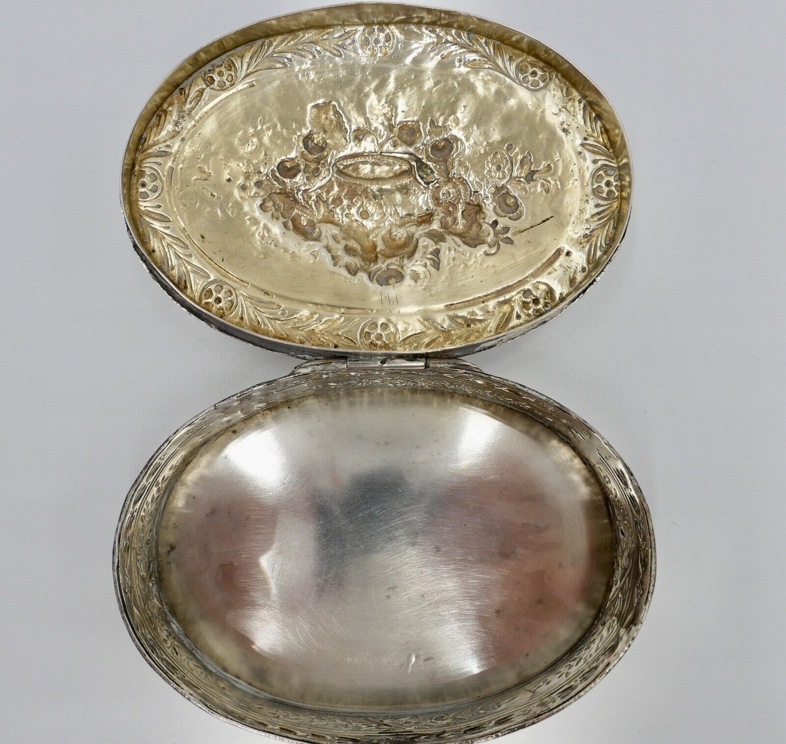 Jugendstil um 1900 830 Silber Deckeldose Schatulle Tabakiere floral - Antikhandel-Stuttgart