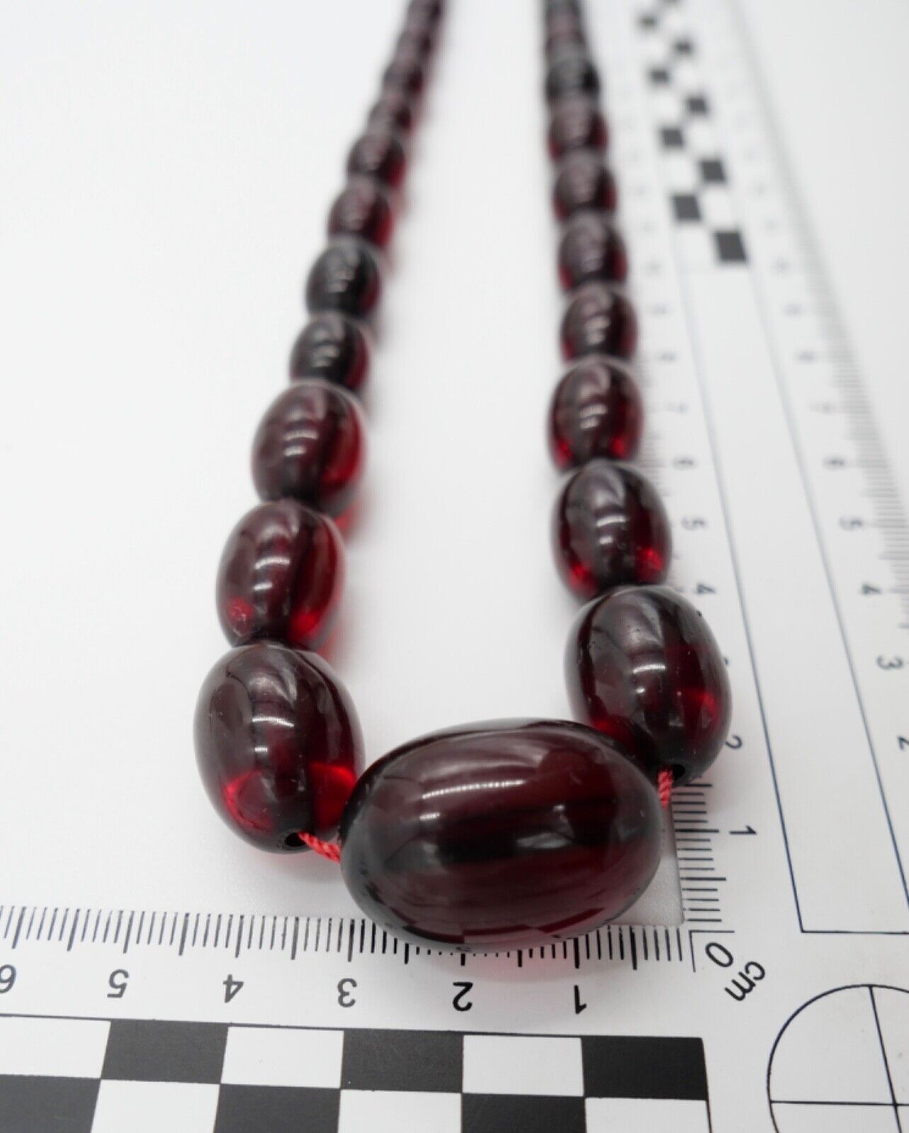 1920er Jahre Cherry Bakelit Rot Oliven bakelite Kette 50 cm - Antikhandel-Stuttgart