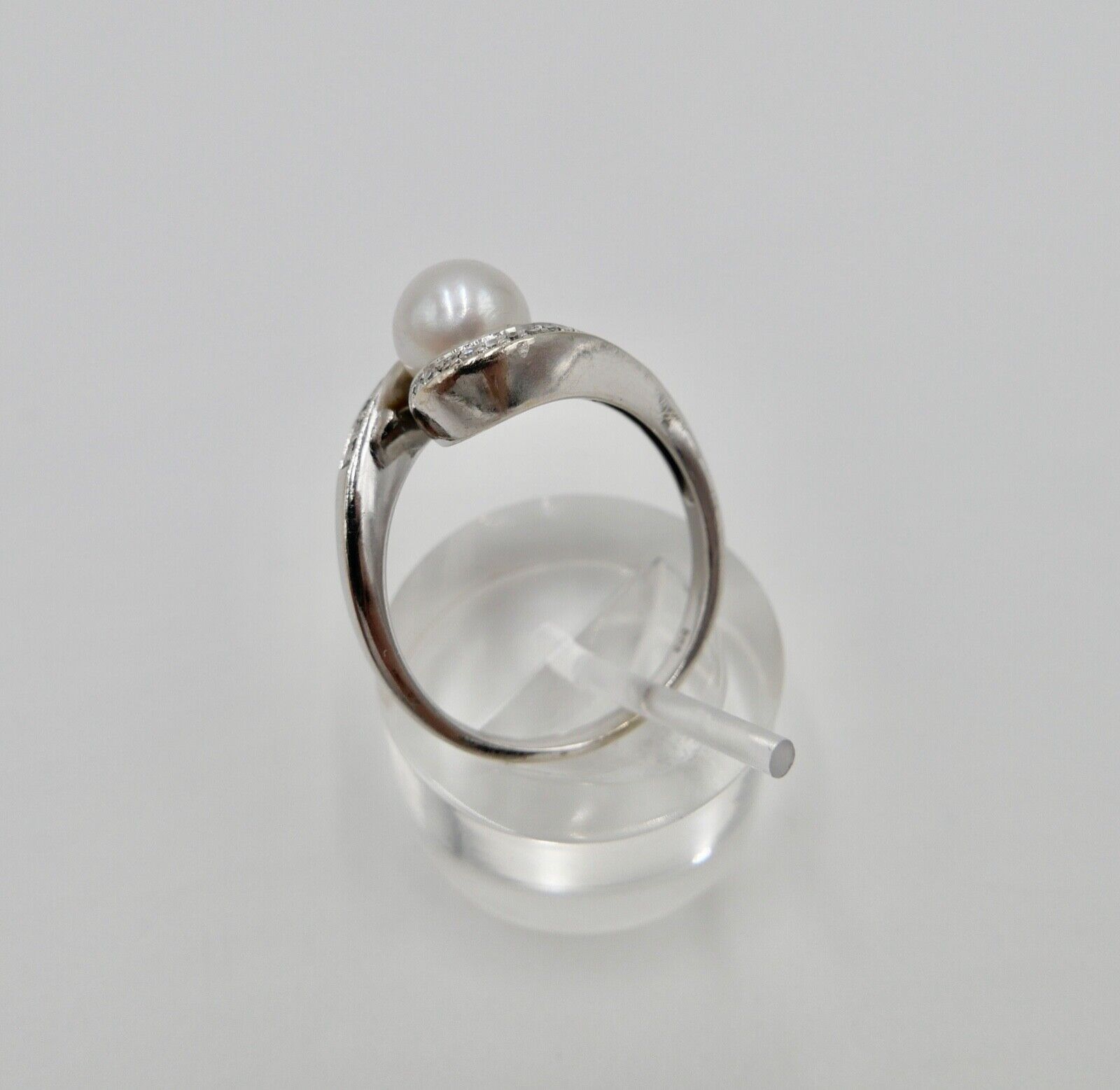 Diamant Perle Damen Weißgold Ring 585 14K Gr. 60 Ø 7,6mm - Antikhandel-Stuttgart