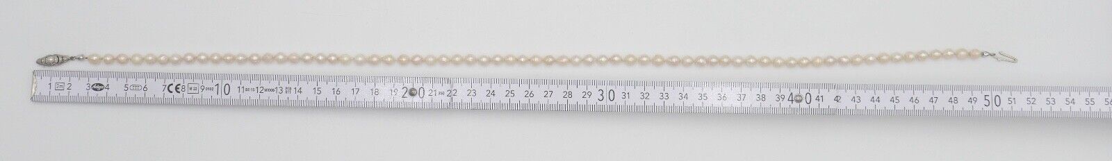 80er Jahre Akoya Perlenkette Collier 52 cm Zuchtperle Gold 333 / 8 K Ø 6 mm - Antikhandel-Stuttgart