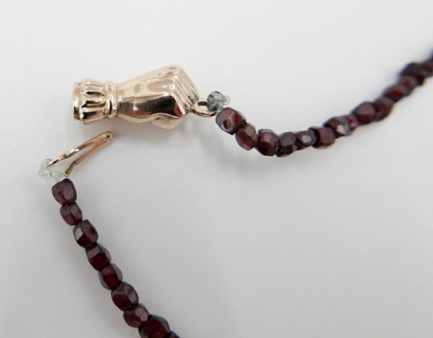 Altes Collier / Kette 88cm Rotgold 585 14K Gold mit Granat - Antikhandel-Stuttgart