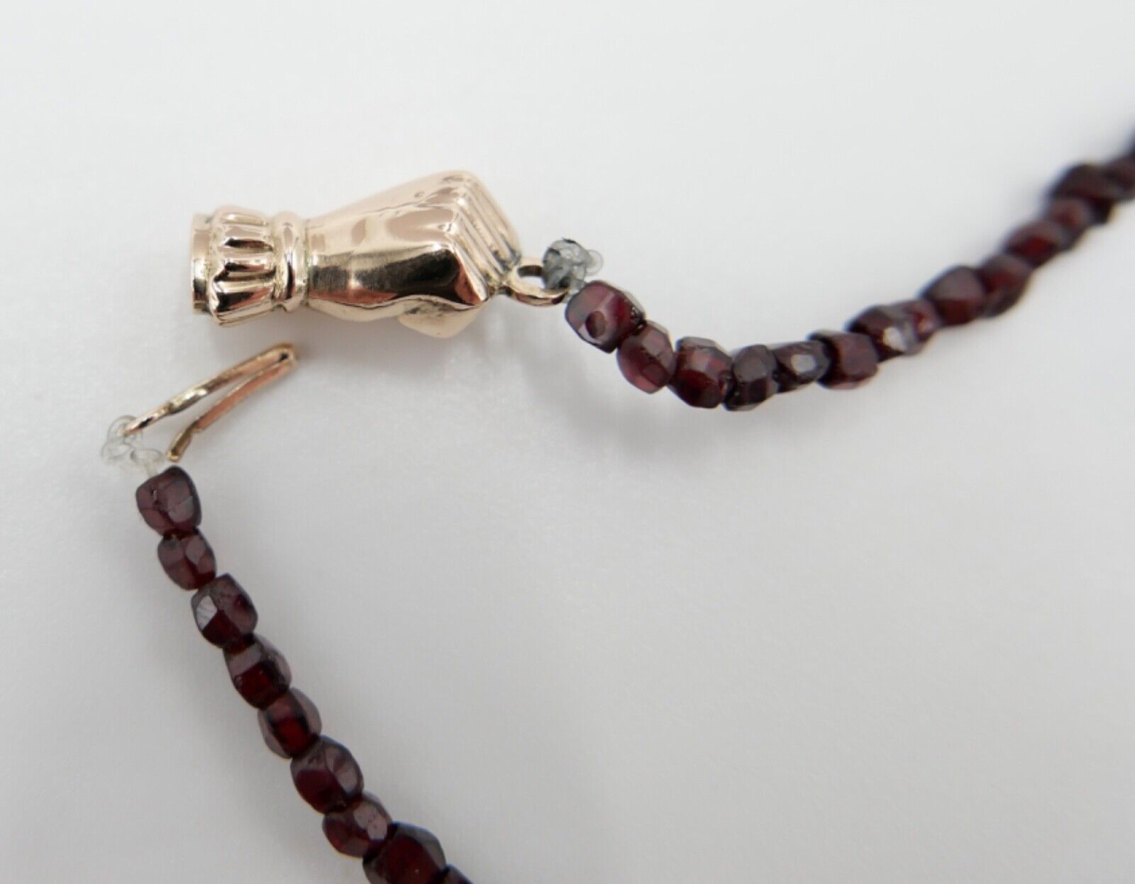 Altes Collier / Kette 88cm Rotgold 585 14K Gold mit Granat - Antikhandel-Stuttgart