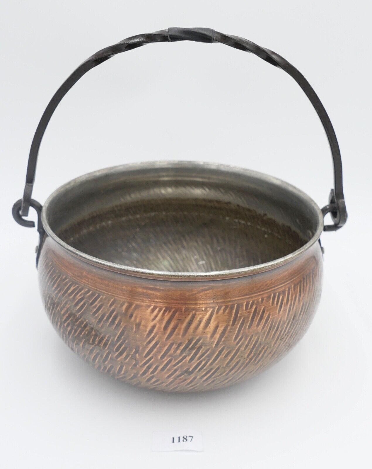 Wagner West Germany Kupfer Blumentopf Hängetopf Topf Kübel mit Henkel - Antikhandel-Stuttgart