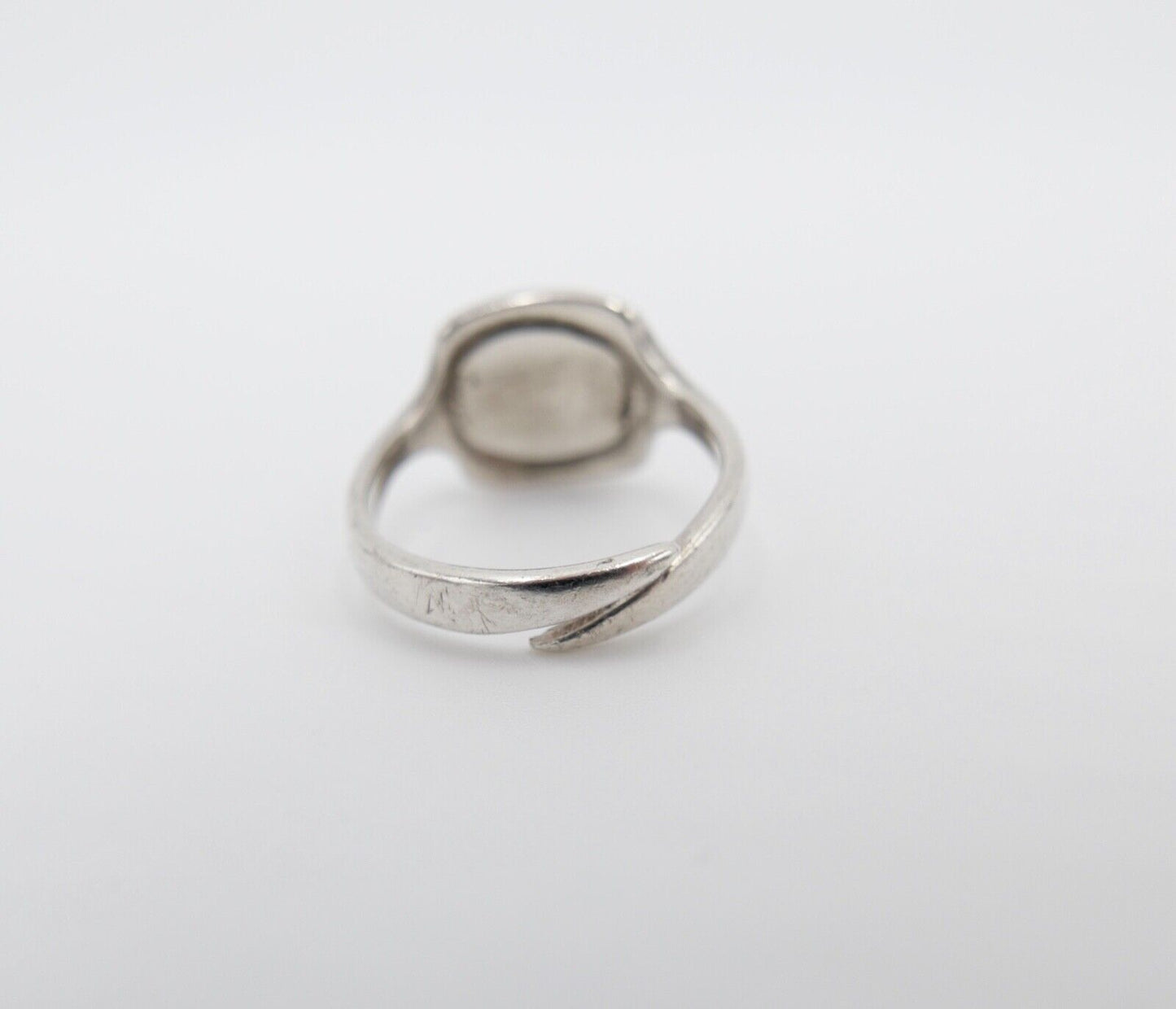 Alter ONYX Damenring 925 Silber FB Größe 54 navette 1970er Jahre - Antikhandel-Stuttgart