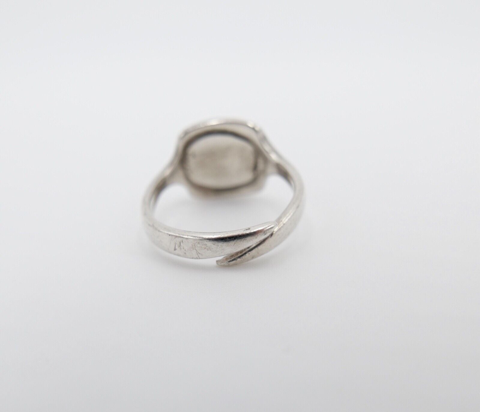 Alter ONYX Damenring 925 Silber FB Größe 54 navette 1970er Jahre - Antikhandel-Stuttgart