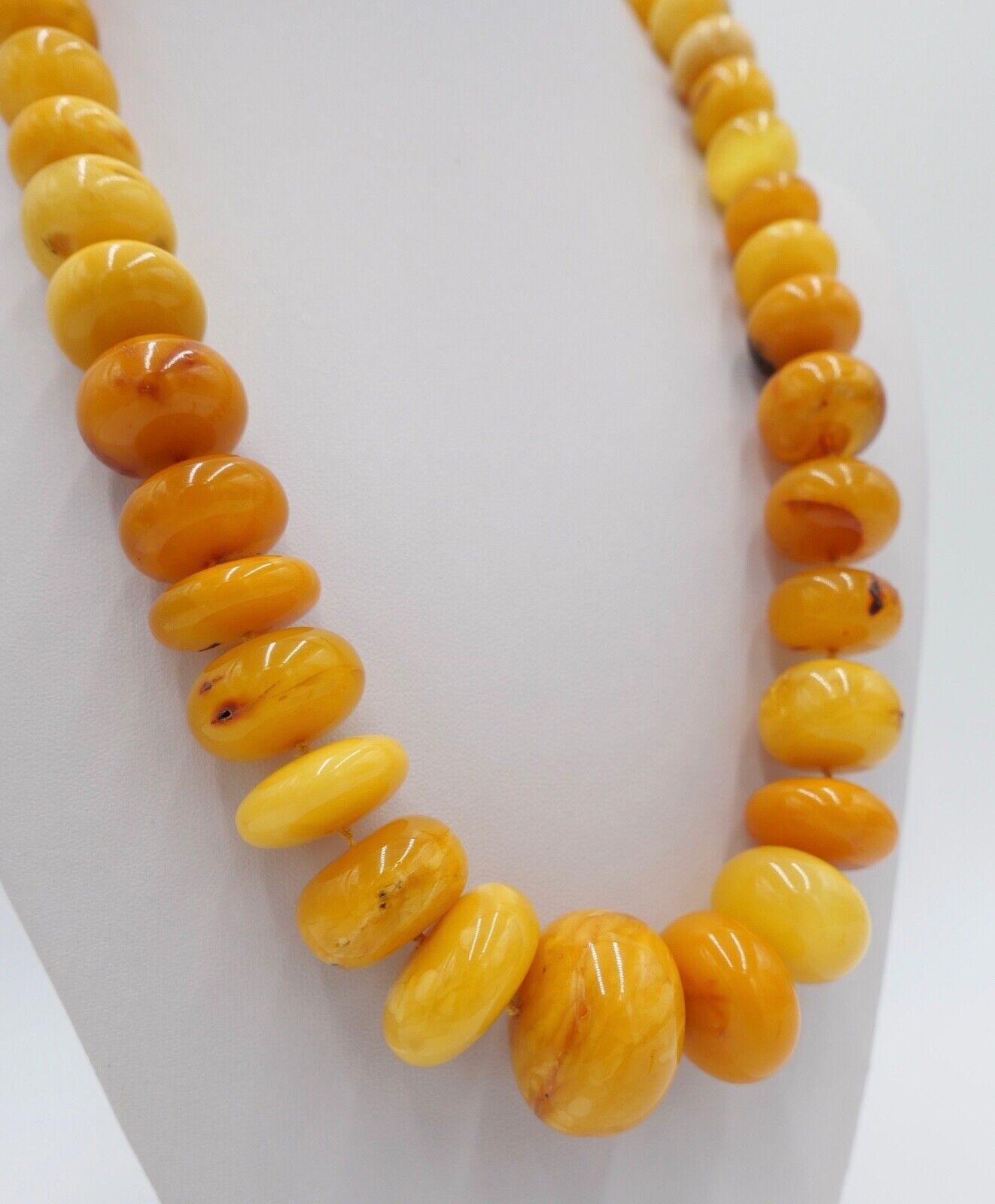 vintage XL Bernstein butterscotch Kette Halskette Collier Silber Amber 105,2 gr - Antikhandel-Stuttgart