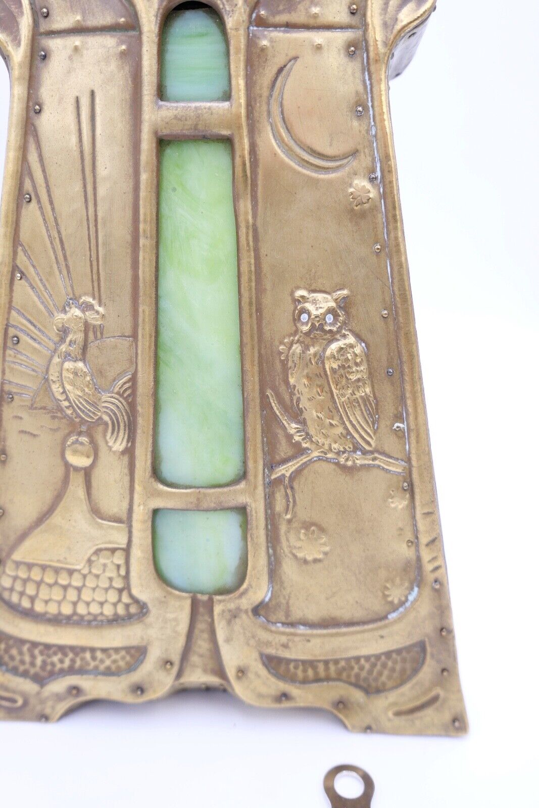 seltene Kaminuhr Hahn & Eule vmtl. Frankreich oder England Uhrwerk MPK / PMK - Antikhandel-Stuttgart