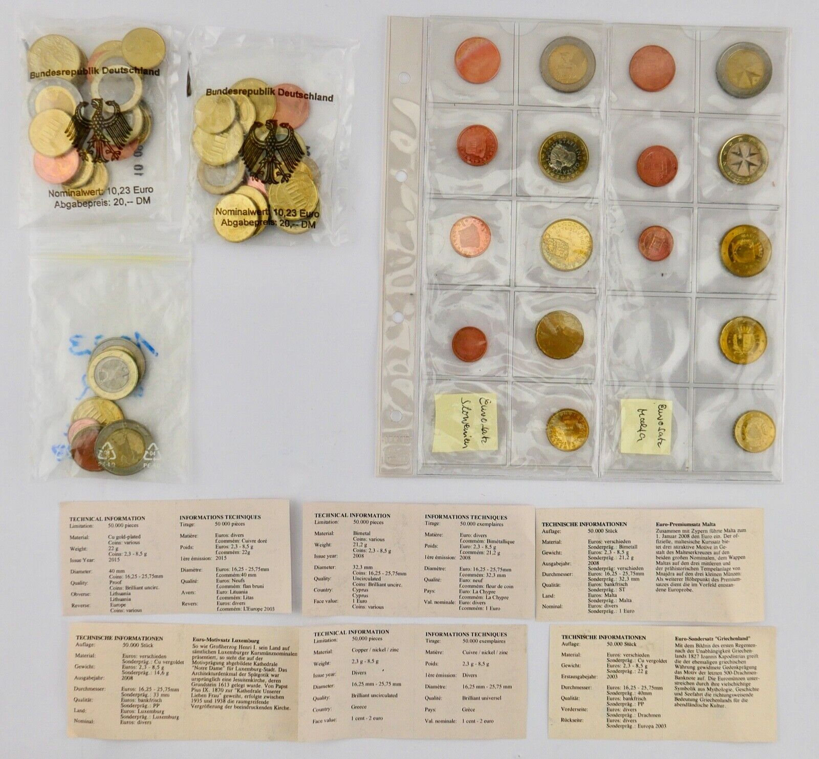 ca. 135 Euro Satz div. Münzen Medaillen Deutschland Malta Litauen Estland 24K - Antikhandel-Stuttgart