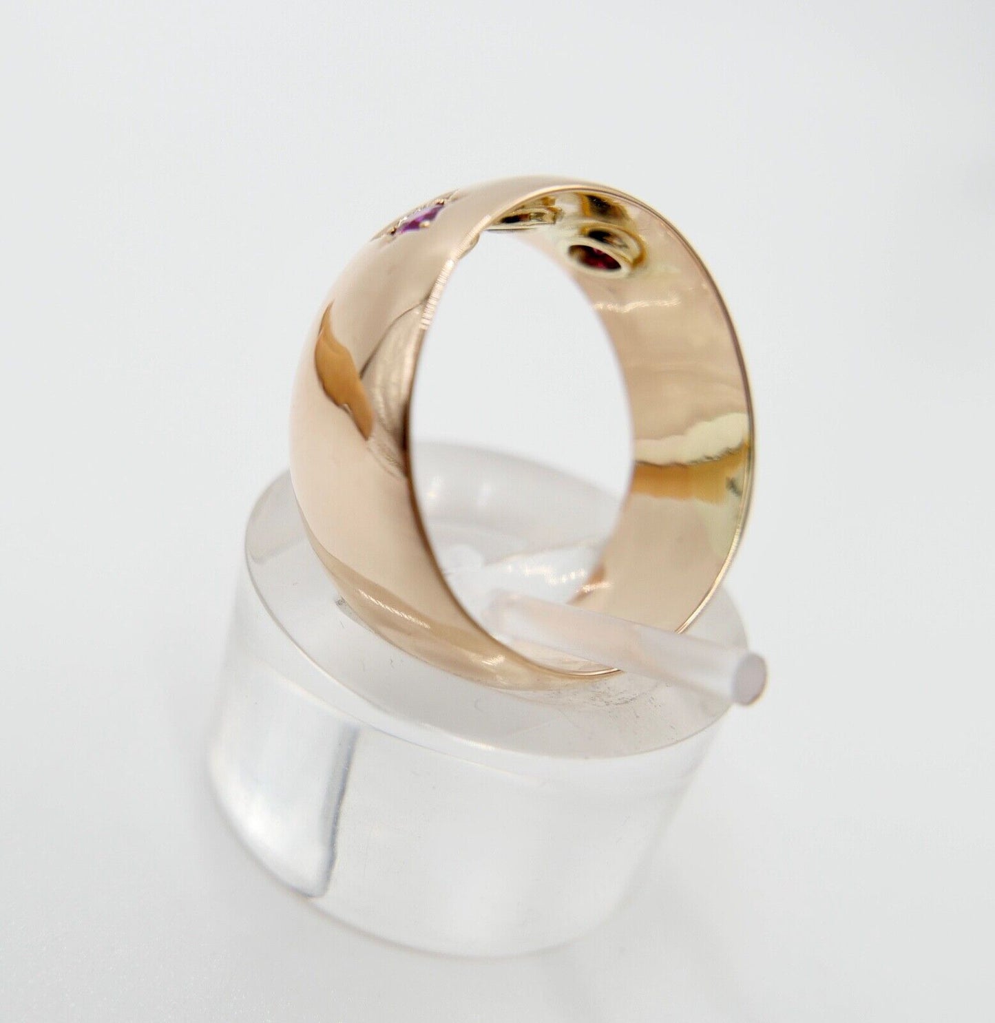 1960er Jahre Damen Ring Rotgold 583 / 14K Gr. 57 POLEN Zirk. & Rubin Stern Motiv - Antikhandel-Stuttgart