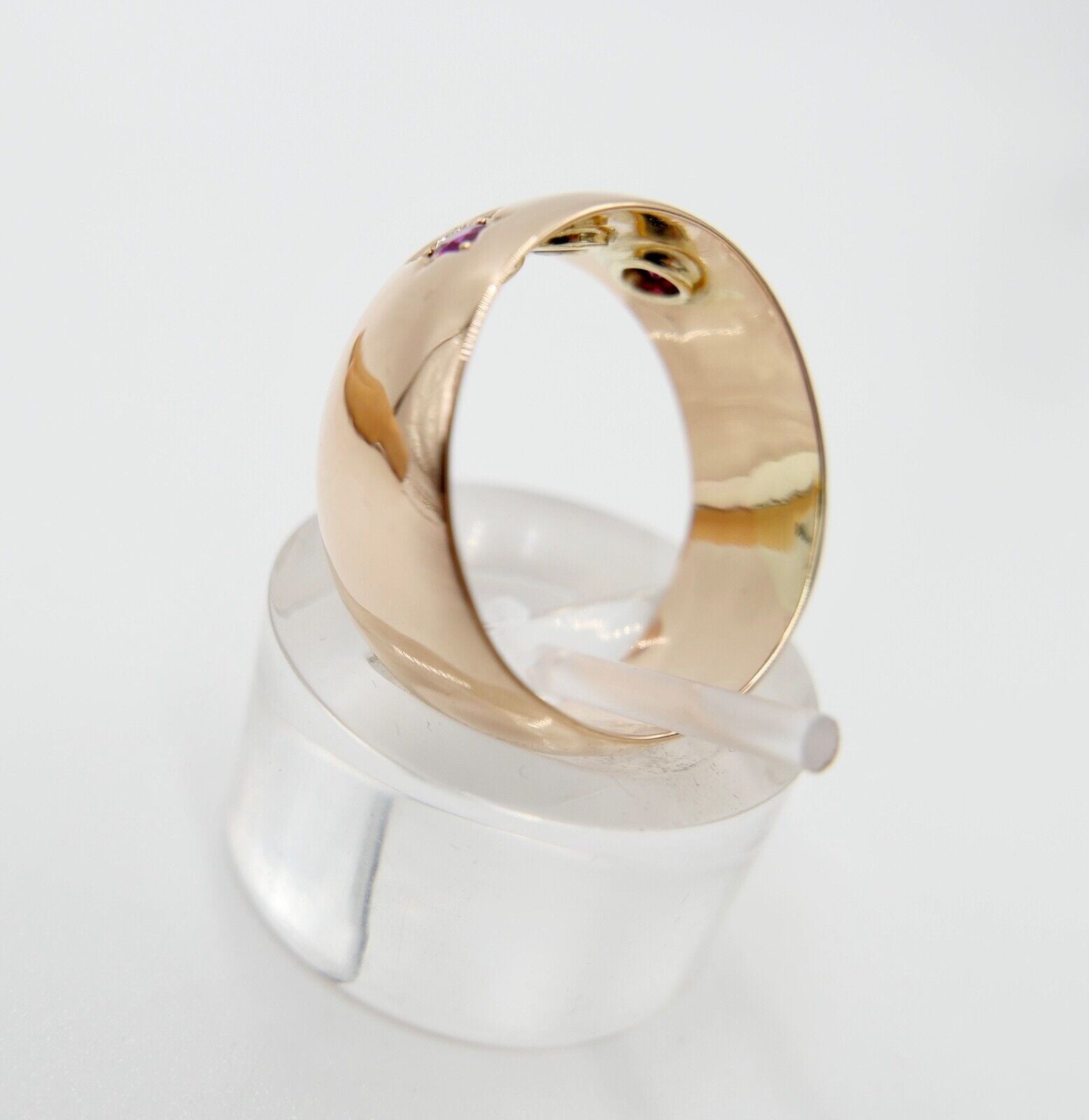 1960er Jahre Damen Ring Rotgold 583 / 14K Gr. 57 POLEN Zirk. & Rubin Stern Motiv - Antikhandel-Stuttgart