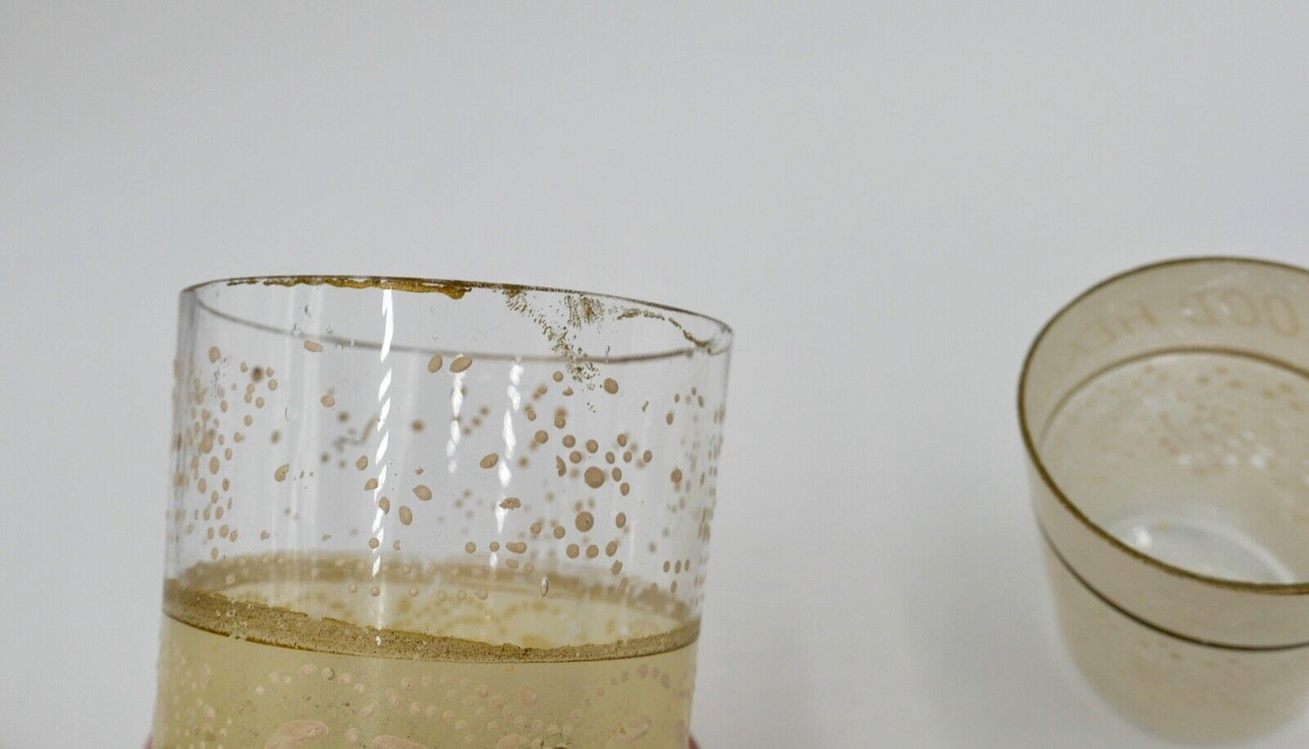 2 antike Gläser / Becher 1820-1850 Handbemalt England GOOD HEALTH - Antikhandel-Stuttgart