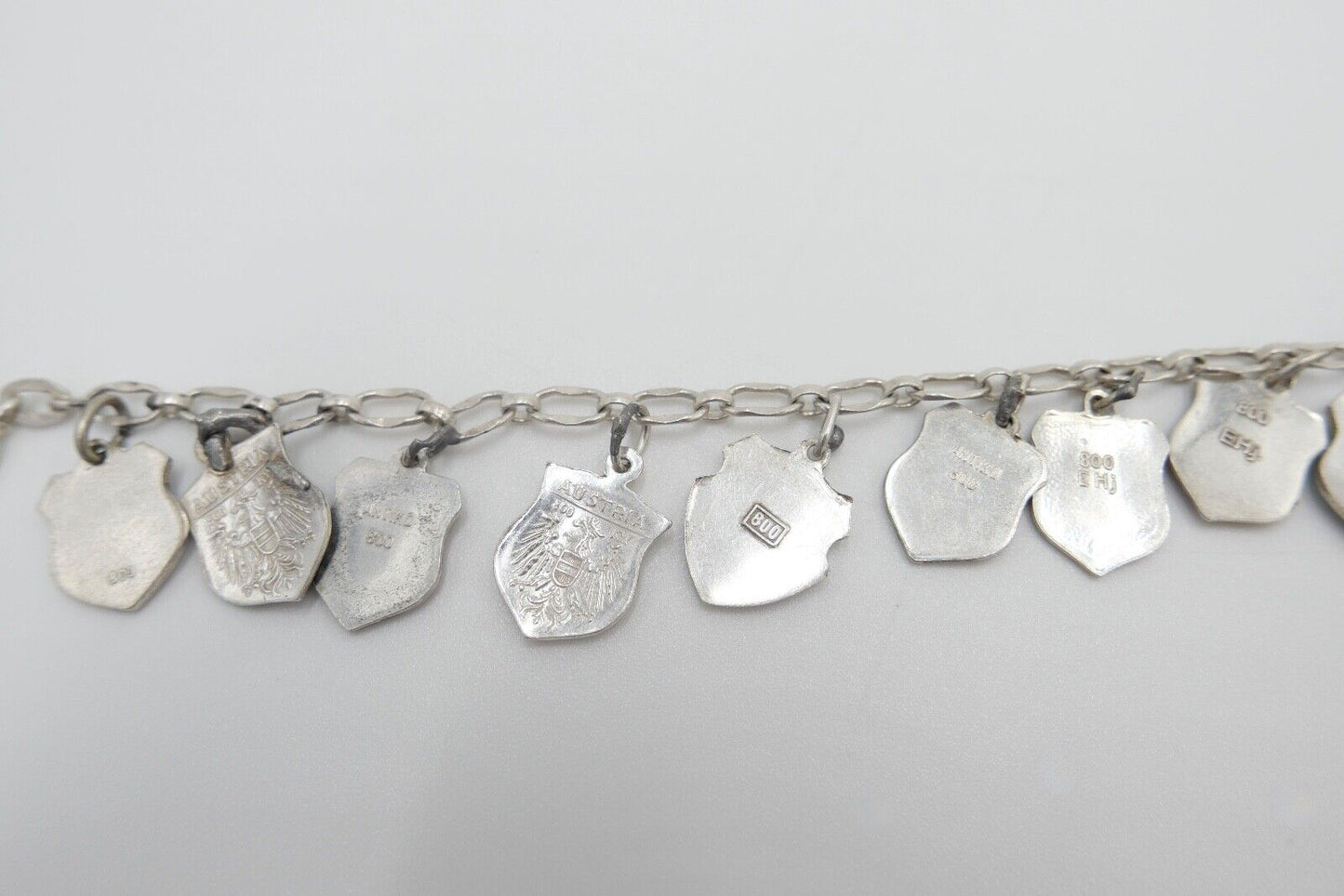 Bettelarmband mit Städte Wappen aus Emaille 800 Silber REU ANTIKO EHJ - Antikhandel-Stuttgart