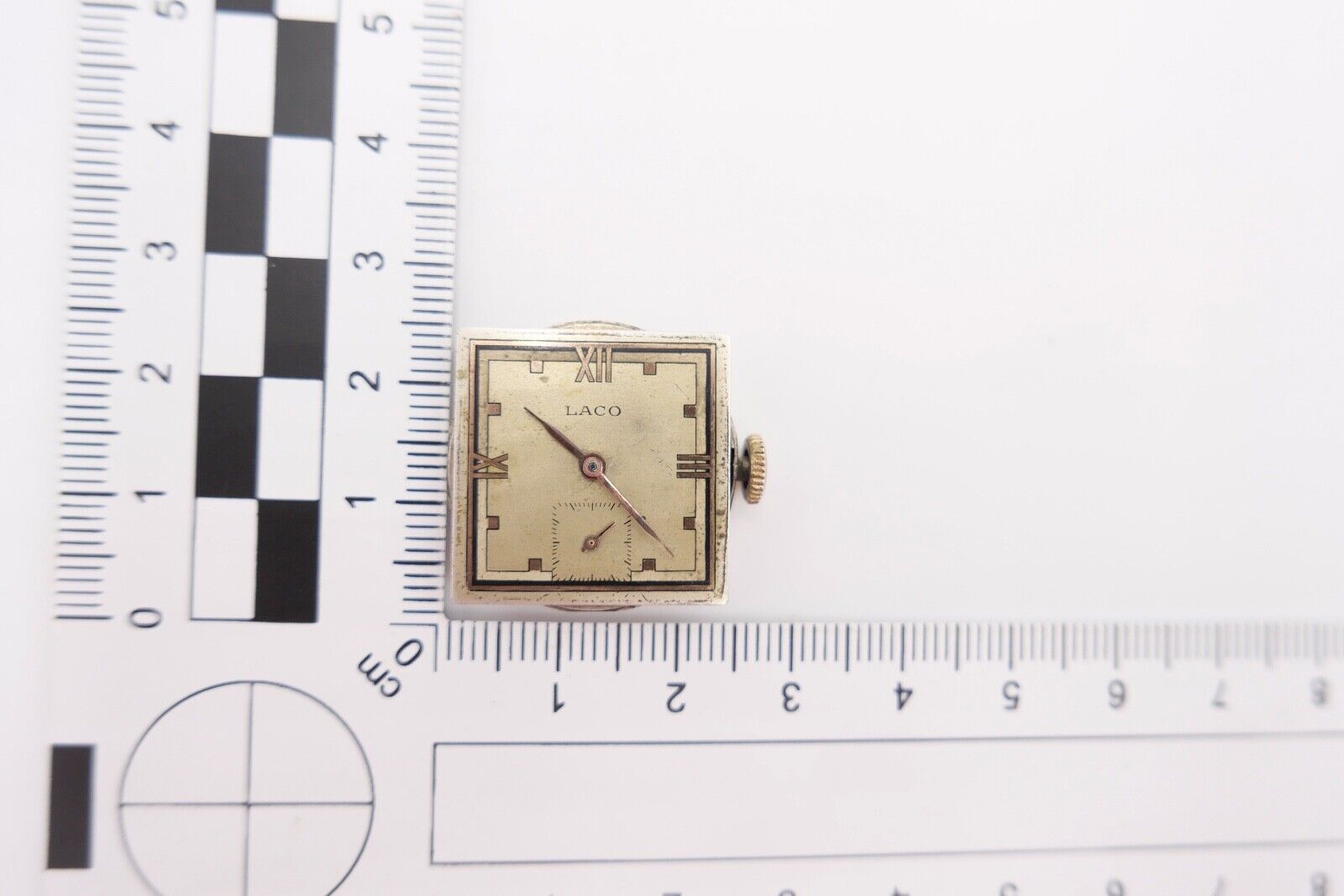 vintage 30er Jahre / sehr seltene LACO Carree Herrenuhr Cal. 526 vergoldet - Antikhandel-Stuttgart