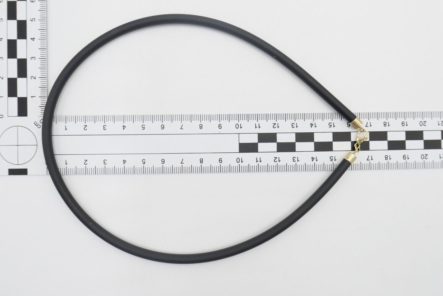 80er Jahre Kautschuk Kette mit 375 / 9K Goldverschluss NEU aus Juwelierauflösung - Antikhandel-Stuttgart