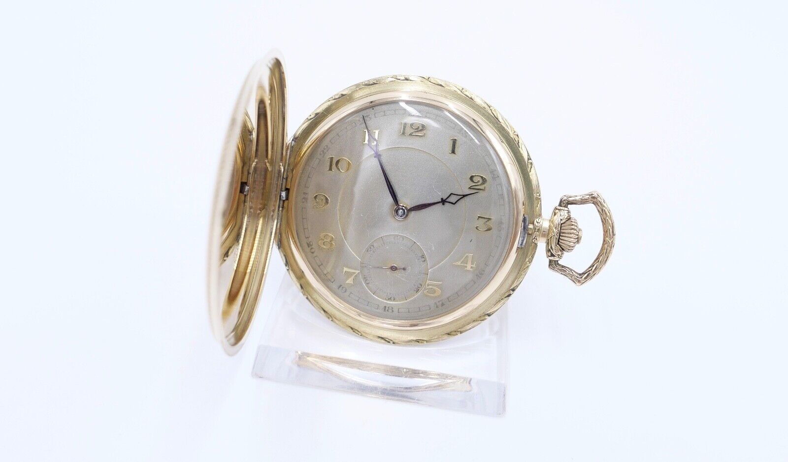 JHH J.H. Hasler & Fils 1916 - 1925 Savonette Taschenuhr 585 / 14K GOLD Ø 53 mm - Antikhandel-Stuttgart