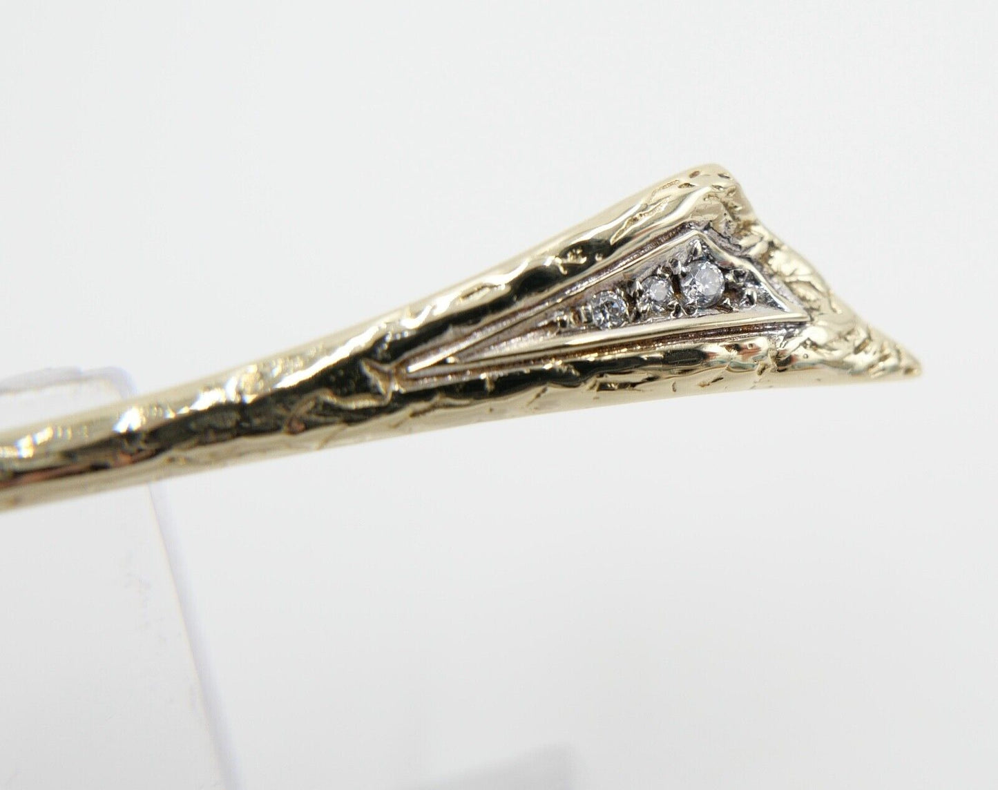 80er Jahre Brosche mit Zirkonia Gold 333 / 8K Stabbrosche - Antikhandel-Stuttgart