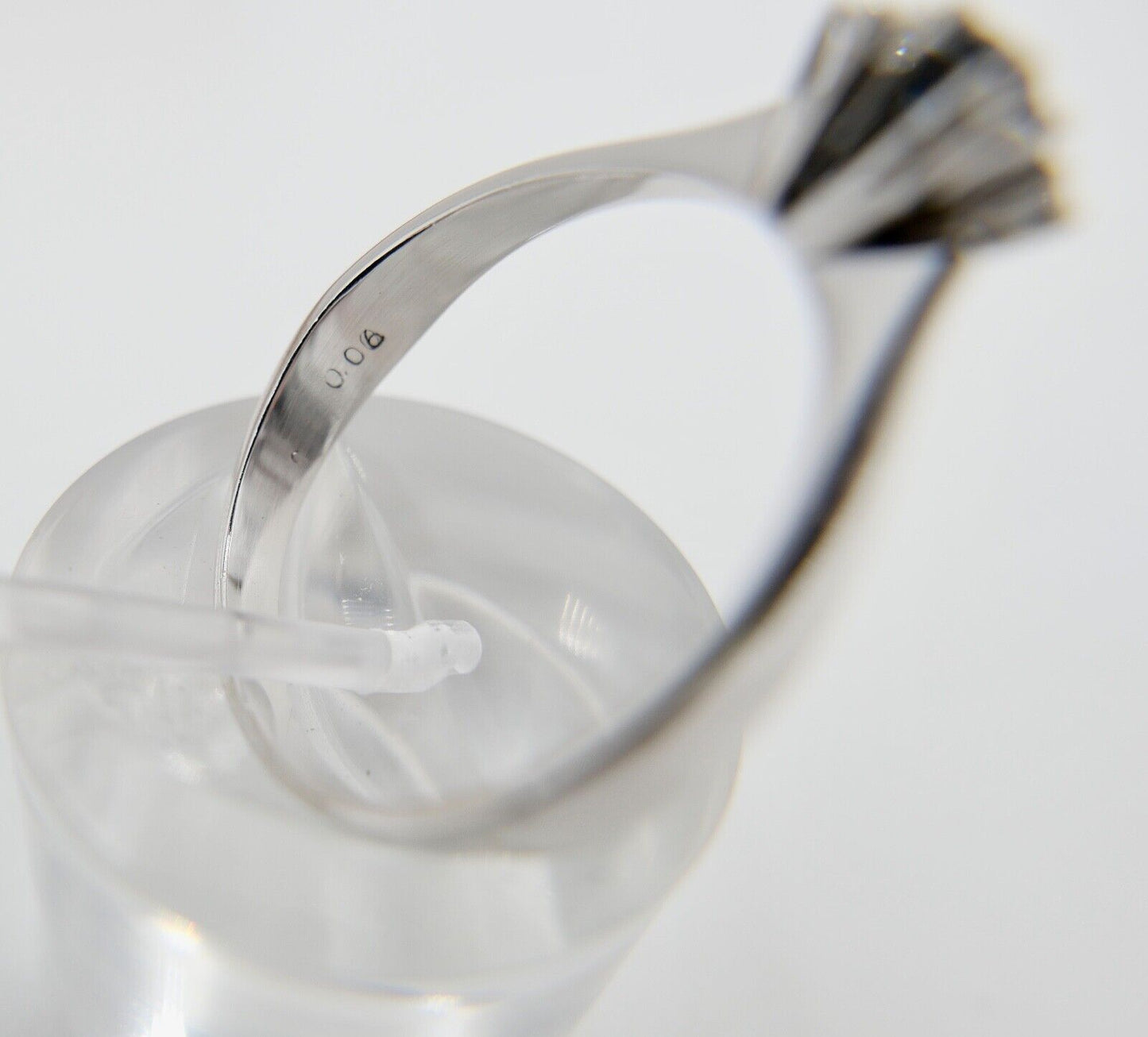 70er Jahre Ring Weißgold 585 / 14K Diamant & Saphir Gr. 61 - Antikhandel-Stuttgart