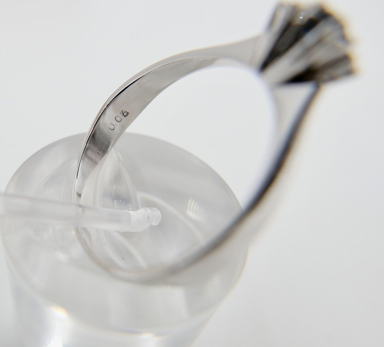 70er Jahre Ring Weißgold 585 / 14K Diamant & Saphir Gr. 61 - Antikhandel-Stuttgart