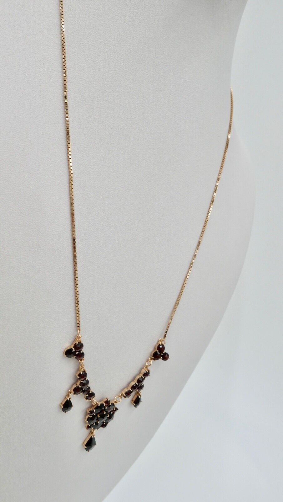 Alte Collier Kette 55cm Rotgold 333 8K Gold mit Granat FBM Venezianerkette - Antikhandel-Stuttgart