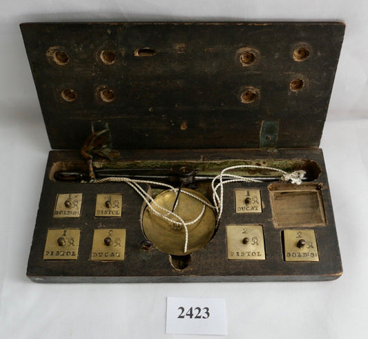 Antike Münzwaage 19. Jh. Waage Ducat Pistol Goldwaage - Antikhandel-Stuttgart