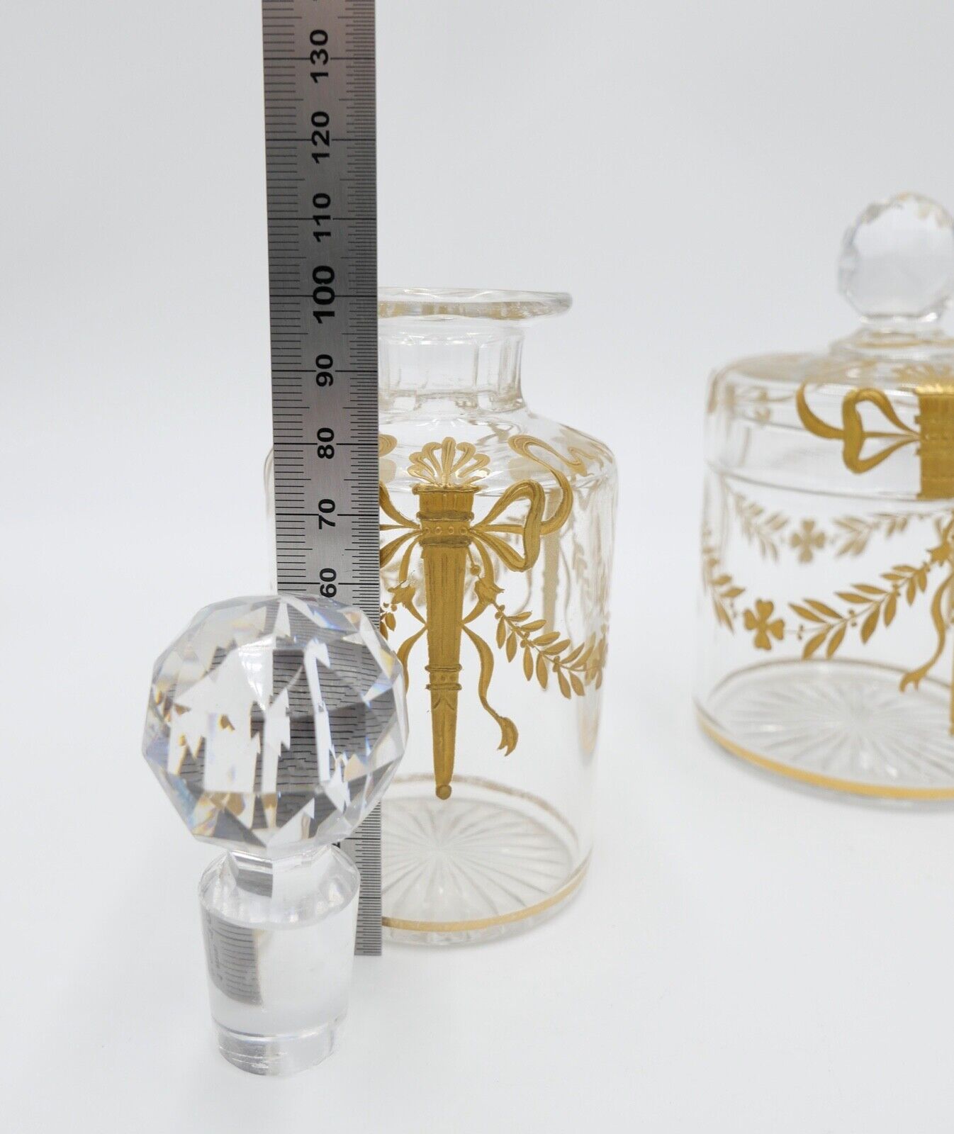 Antikes Glas Set Goldmalerei um 1900 Josephinenhütte 3-teilig Sehr guter Zutand - Antikhandel-Stuttgart