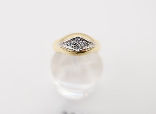 Massiver Damen Ring Gelbgold 750 18K Gr. 53 mit 4 Brillanten KURTZ 1950er Jahre - Antikhandel-Stuttgart