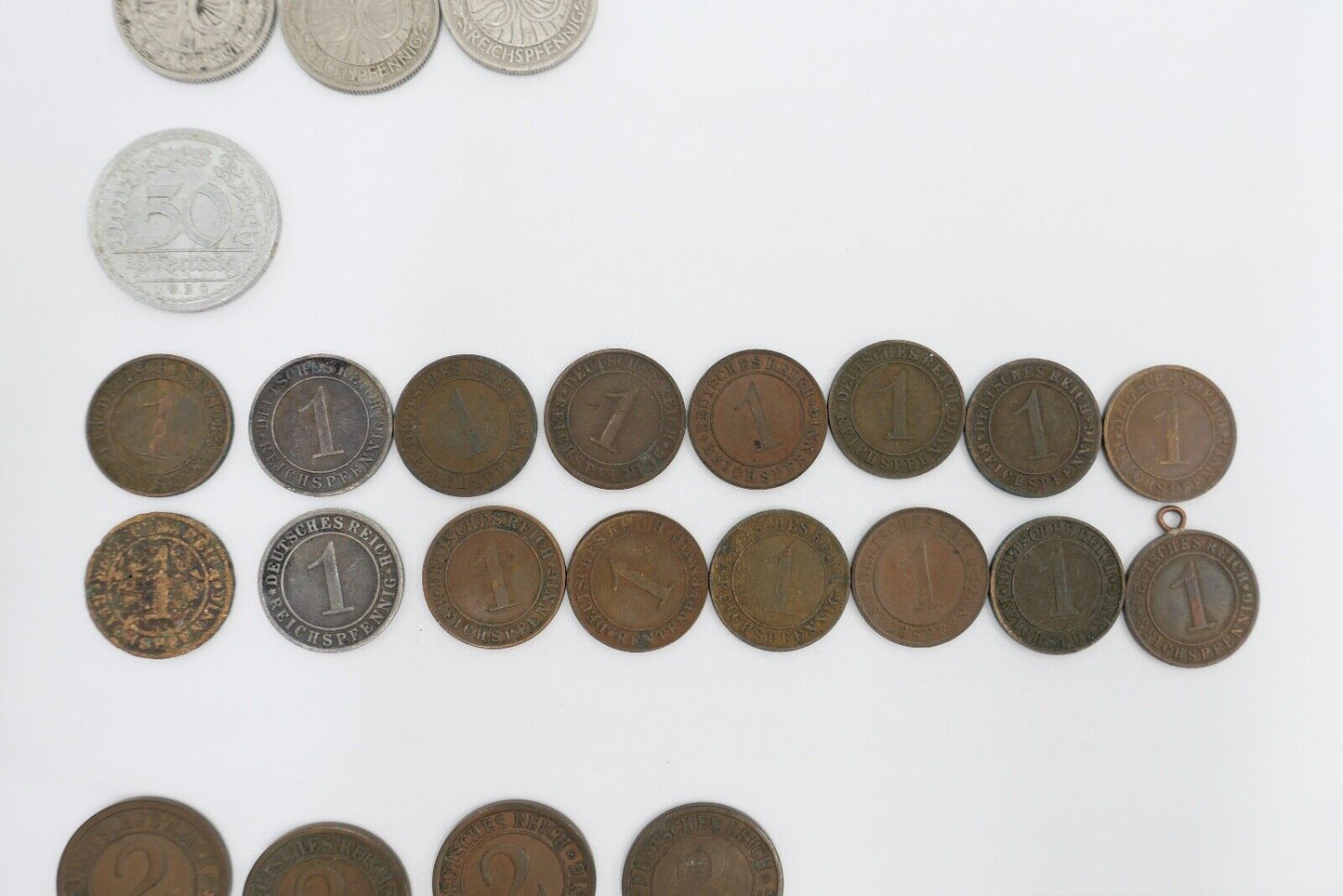 Posten Weimarer Republik 1, 3, 500 Mark 1, 2, 4, 5, 10, 50 Pfennig - Antikhandel-Stuttgart