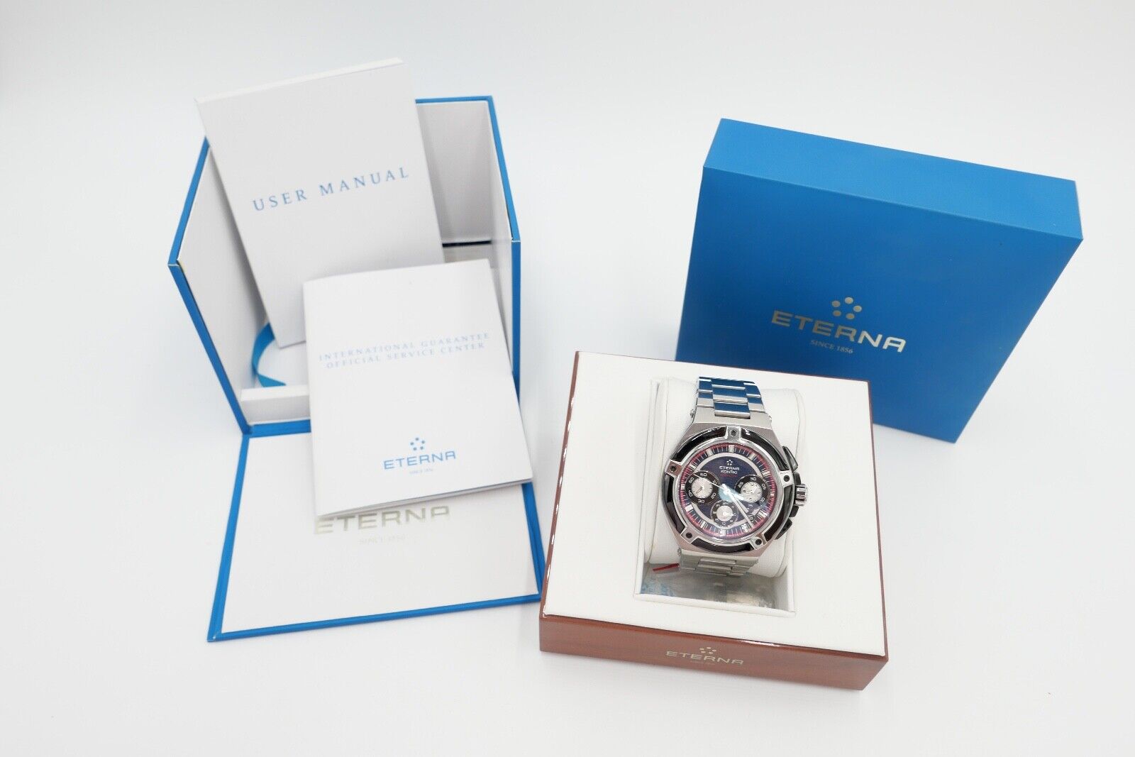 Eterna Royal KonTiki Chronograph GMT 45mm 7760.00 aus 2019 Edelstahl FULL SET - Antikhandel-Stuttgart