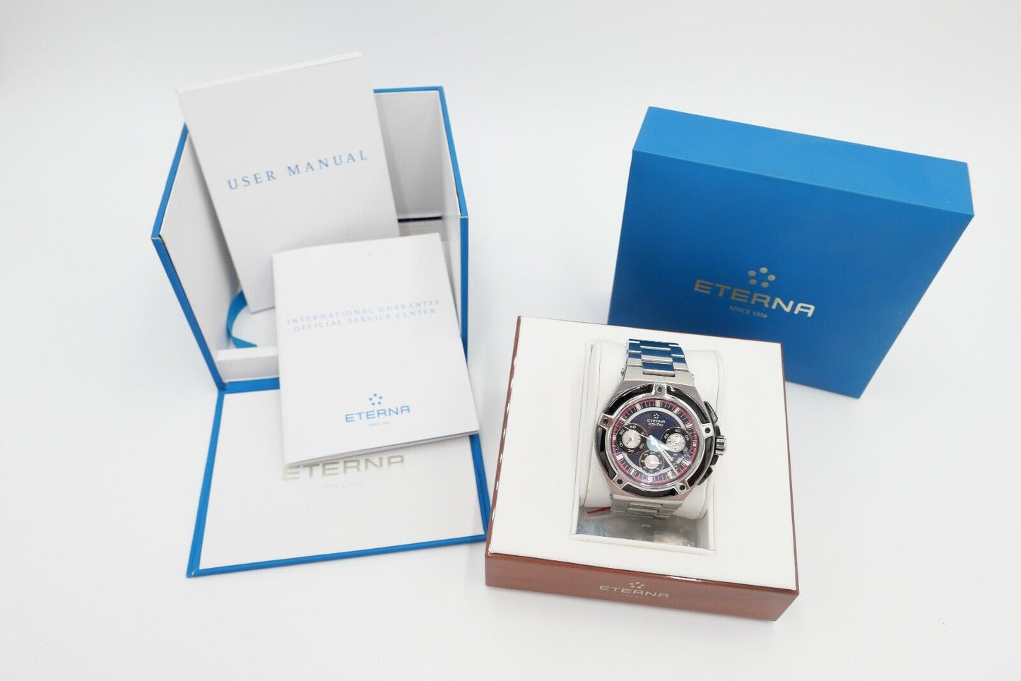 Eterna Royal KonTiki Chronograph GMT 45mm 7760.00 aus 2019 Edelstahl FULL SET - Antikhandel-Stuttgart