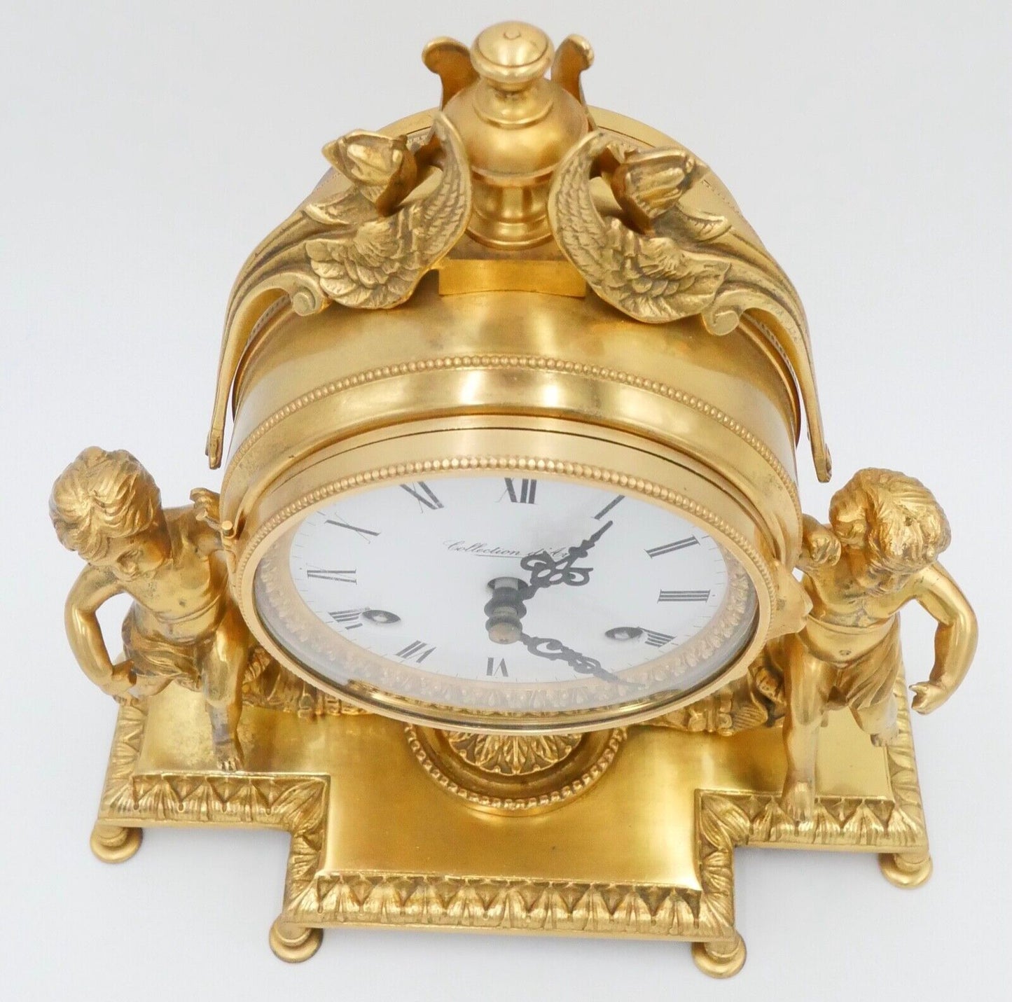 Collection D'Art Frankreich Kaminuhr Tischuhr 8 Tage Kinder Motiv 1960 vergoldet - Antikhandel-Stuttgart