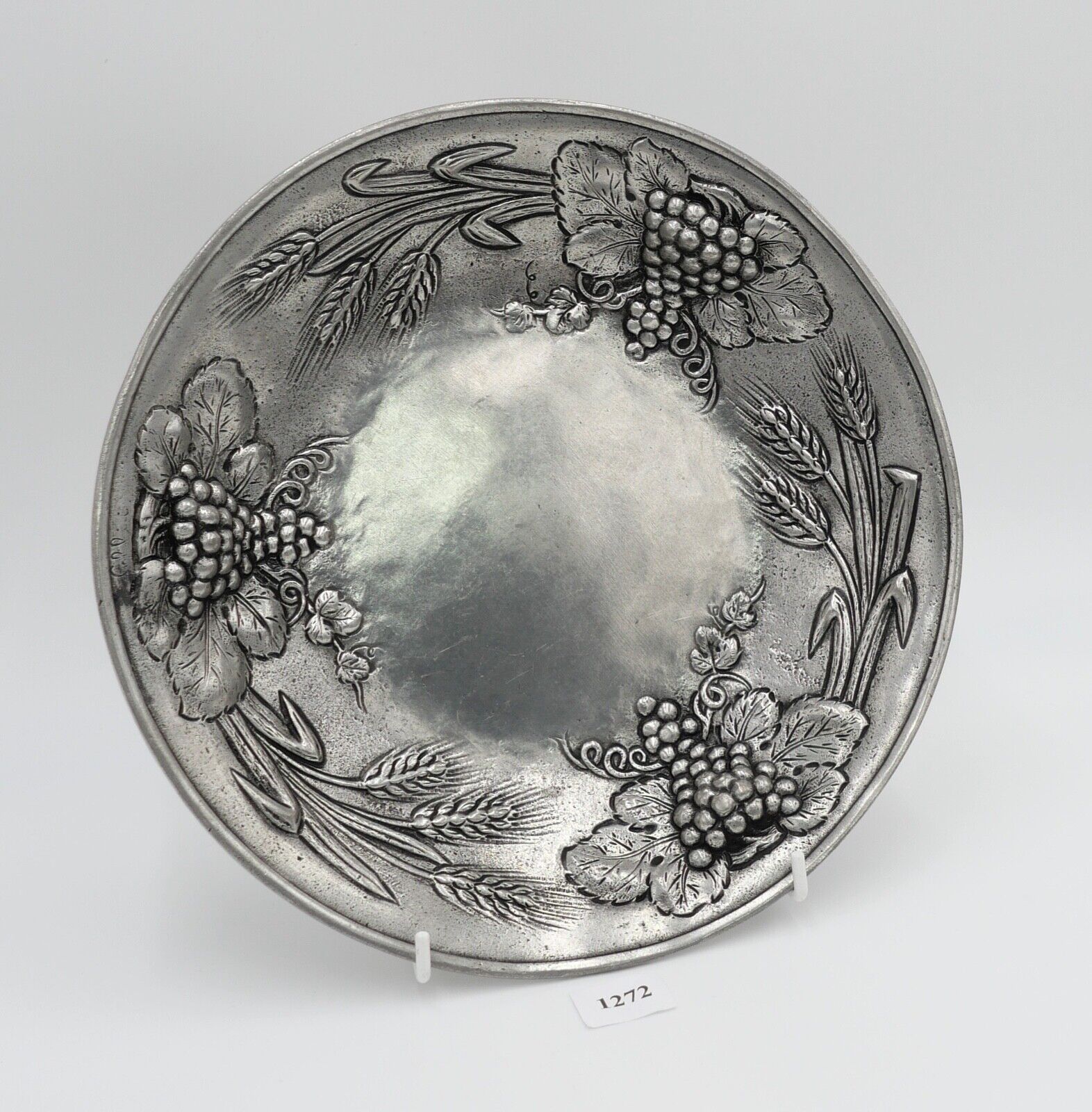 Zinn Teller Ø 25 cm 0,81 Kg Weinreben Trauben Getreide Wandteller Ritter 1766 OG - Antikhandel-Stuttgart