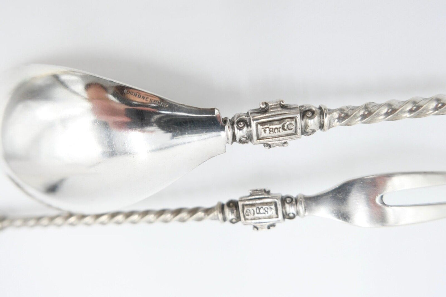 2 Tlg. antik Besteck um 1900 B.Cronenberg Frauenkopf Koch & Bergfeld 800 Silber - Antikhandel-Stuttgart