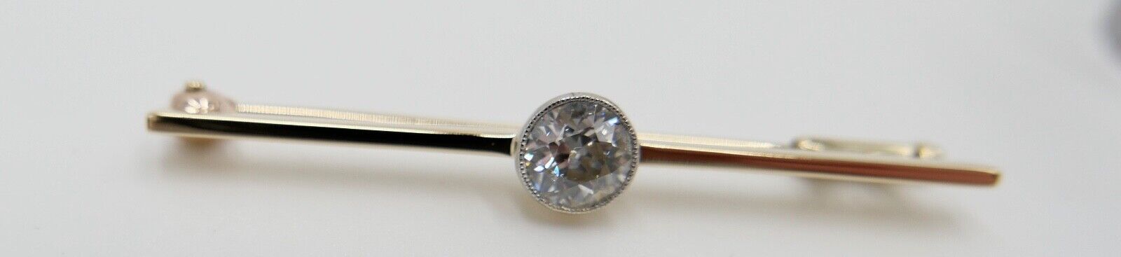 Alte Stabbrosche Bajonettverschluß 0,75 Ct Altschliff Diamant 45mm 585 14K Gold - Antikhandel-Stuttgart