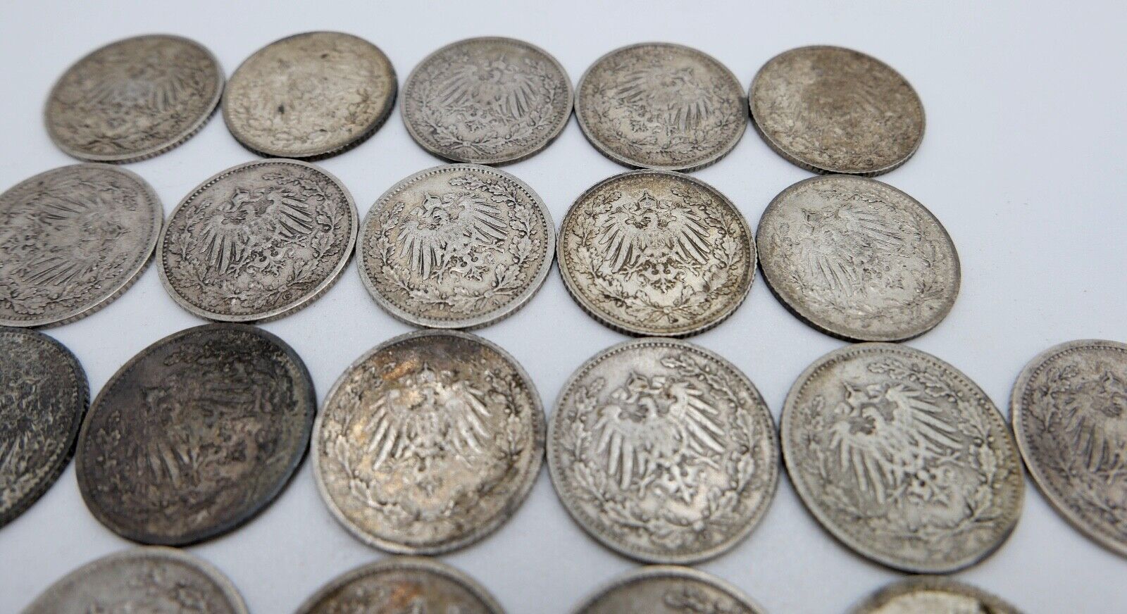 21x 1/2 Mark 1905 1906 1907 1909 1915 1916 J D F G A Silbermünze Jäger J.16 - Antikhandel-Stuttgart