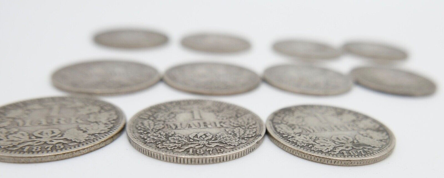 11x 1 Mark Deutsches Reich Jäger J.9 A B D F G 1873 / 1874 / 1875 / 1881 - Antikhandel-Stuttgart