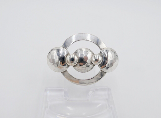 50er Jahre Silber Brosche 835 S gehämmert 47 mm - Antikhandel-Stuttgart