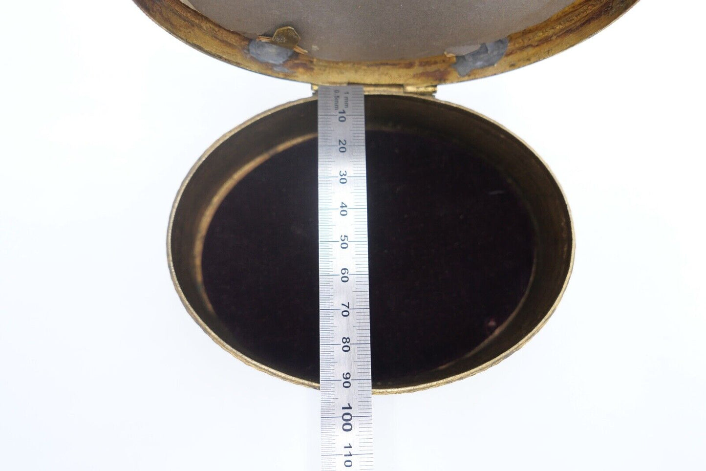 alte Messing Schatulle / Etui / Box Gobelin Stickerei für Schmuck etc. - Antikhandel-Stuttgart