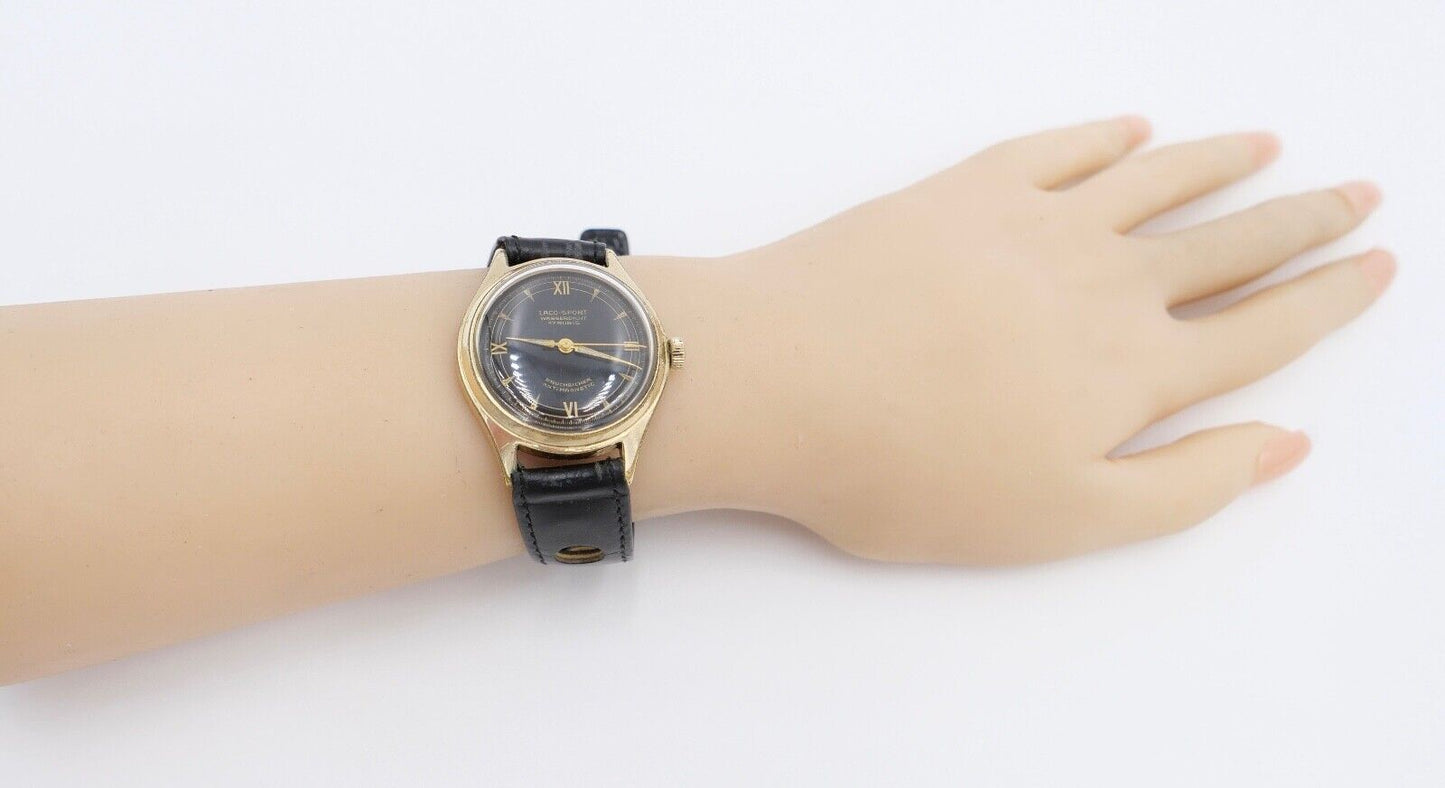 vintage Ende 50er Jahre LACO Sport Herrenuhr Cal. 26 vergoldet - Antikhandel-Stuttgart