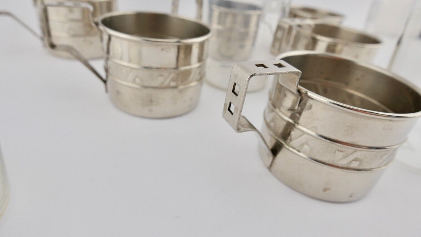 6x Teeglashalter mit Glaseinsatz 50er Jahre - Antikhandel-Stuttgart