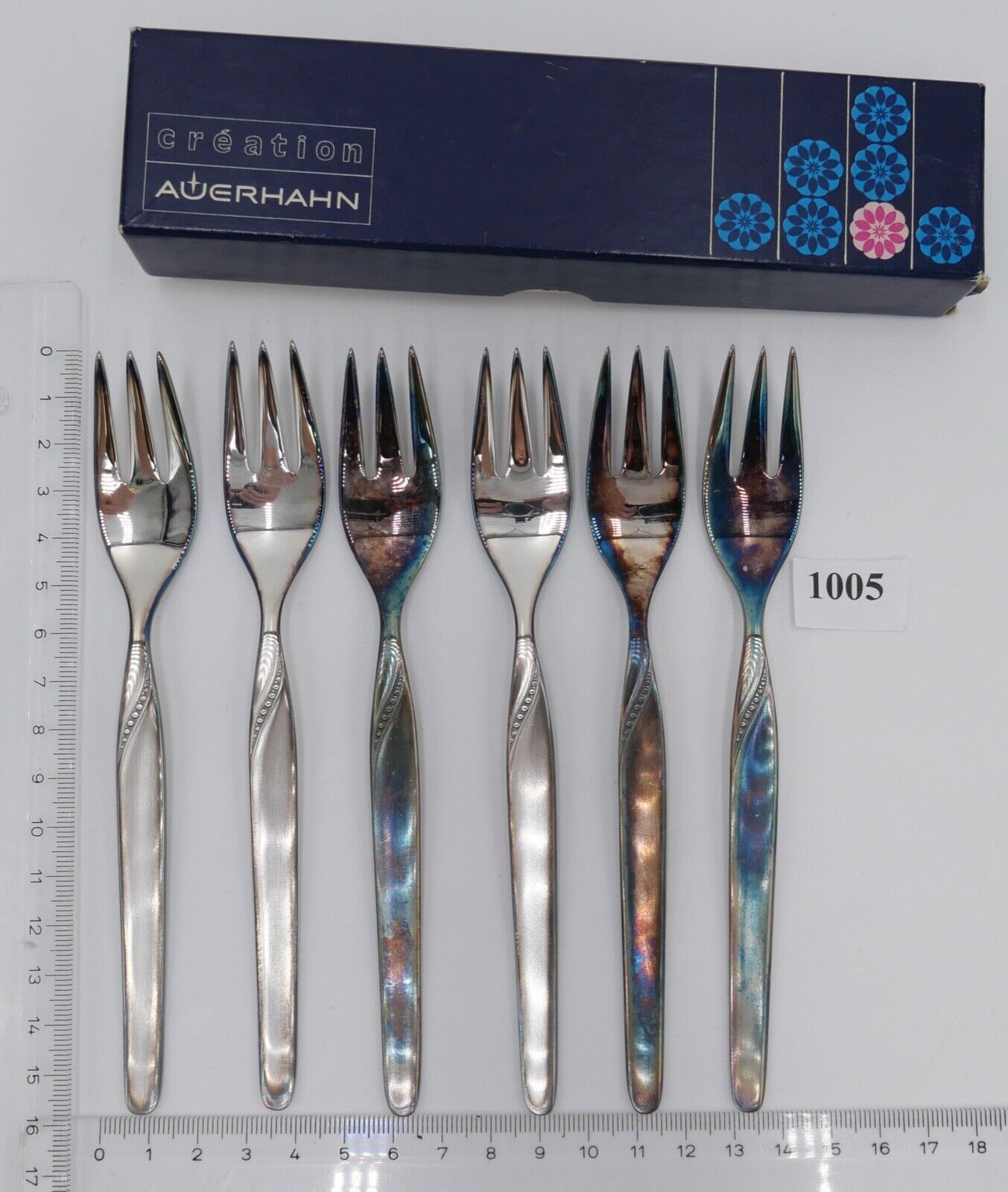 - NEU - OVP - 6 Stück AUERHAHN - BELLE EPOQUE - 90er Silber Kuchengabel - Antikhandel-Stuttgart