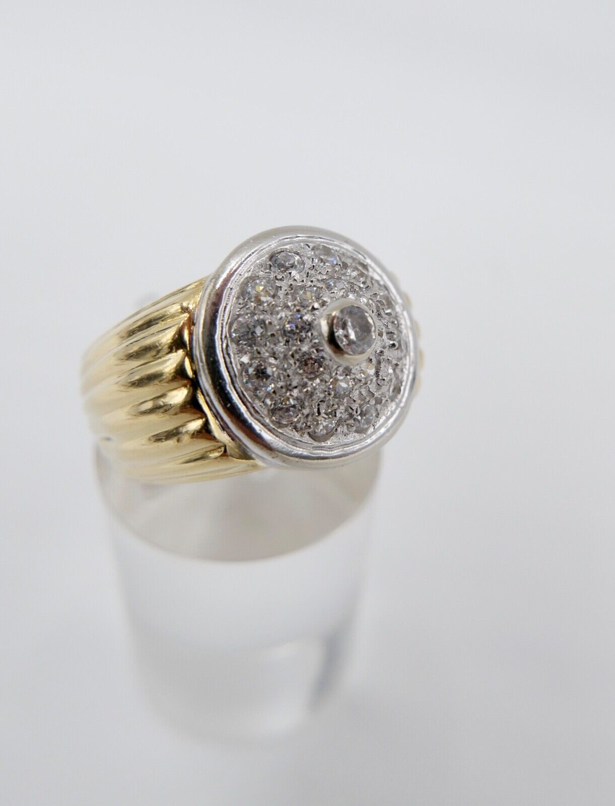 80er Jahre Goldring MASSIV Damenring Statement Ring Gold 750 18K Zirkonia Gr. 59 - Antikhandel-Stuttgart