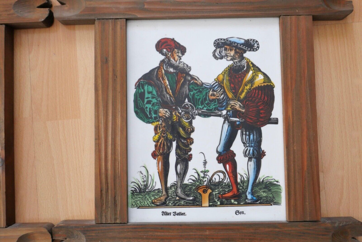 3x Marmor Bilder in Holzrahmen " Stuttgart altes Schloß um 1870 " - Antikhandel-Stuttgart