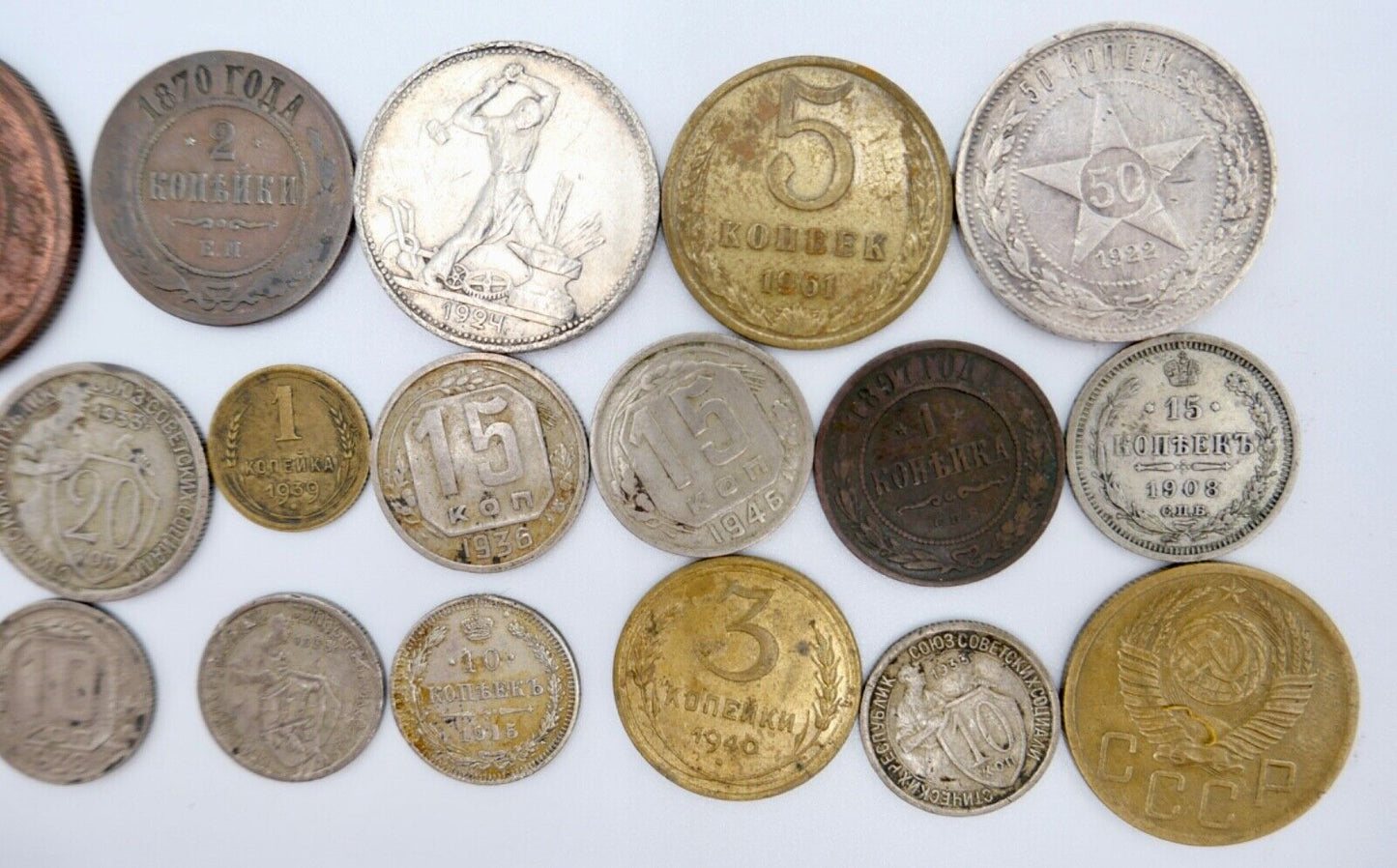 Posten Lot Konvolut Münzen Russland UDSSR KOPEKE 1870-1961 Silber - Antikhandel-Stuttgart