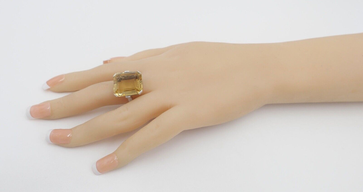 60er Jahre Damenring Gr. 56 Ring 830 Silber synthetischer Citrin - Antikhandel-Stuttgart