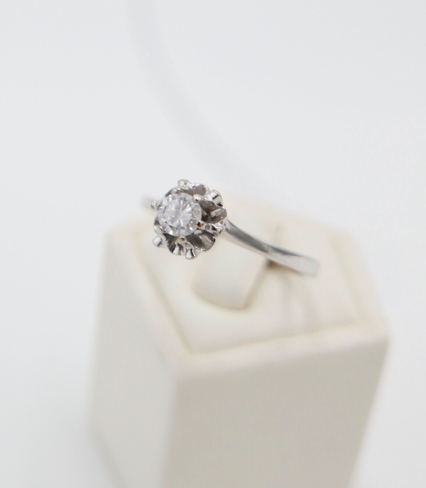 Solitär Weißgold Ring 585 14K mit 1 Brillant 0,24 Ct Gr.56-57 TW - Antikhandel-Stuttgart