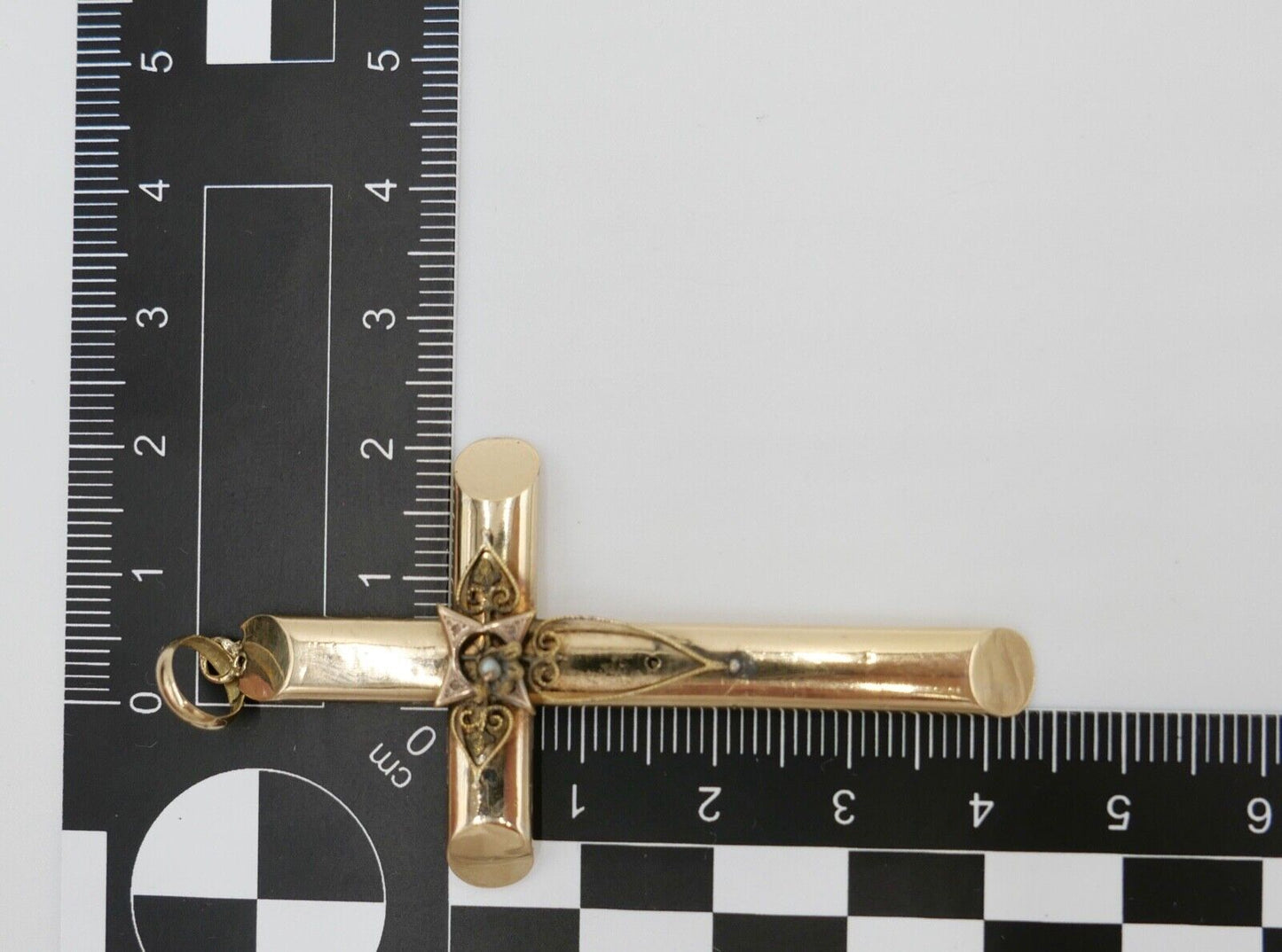 filigraner antiker Kreuzanhänger Kreuz 585 / 14K Rotgold Gold um 1860 - Antikhandel-Stuttgart