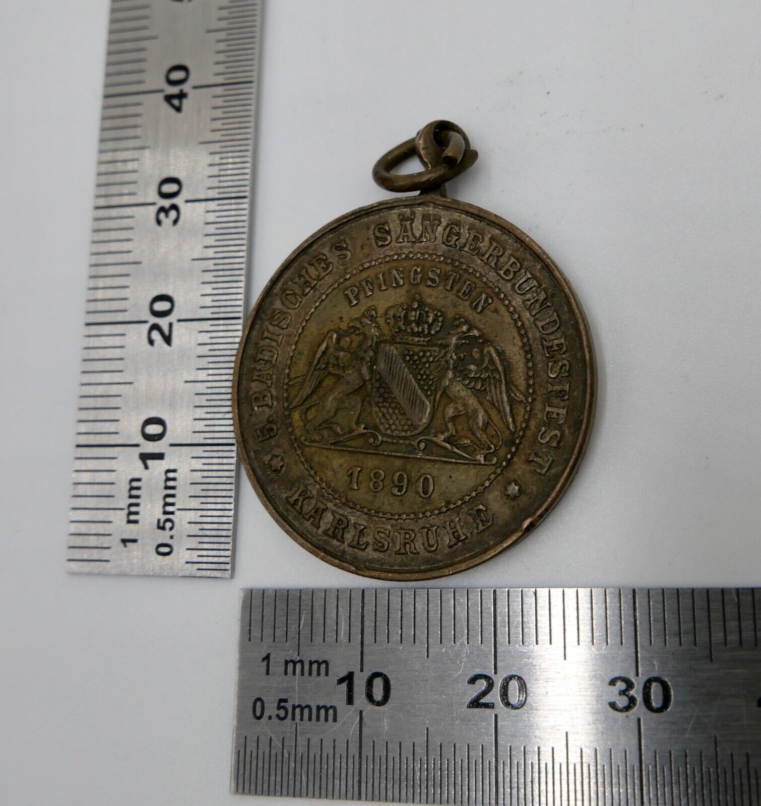 Medaille 5. Badischer Sängerbund Fest 1890 Karlsruhe in Bronze Baden - Antikhandel-Stuttgart