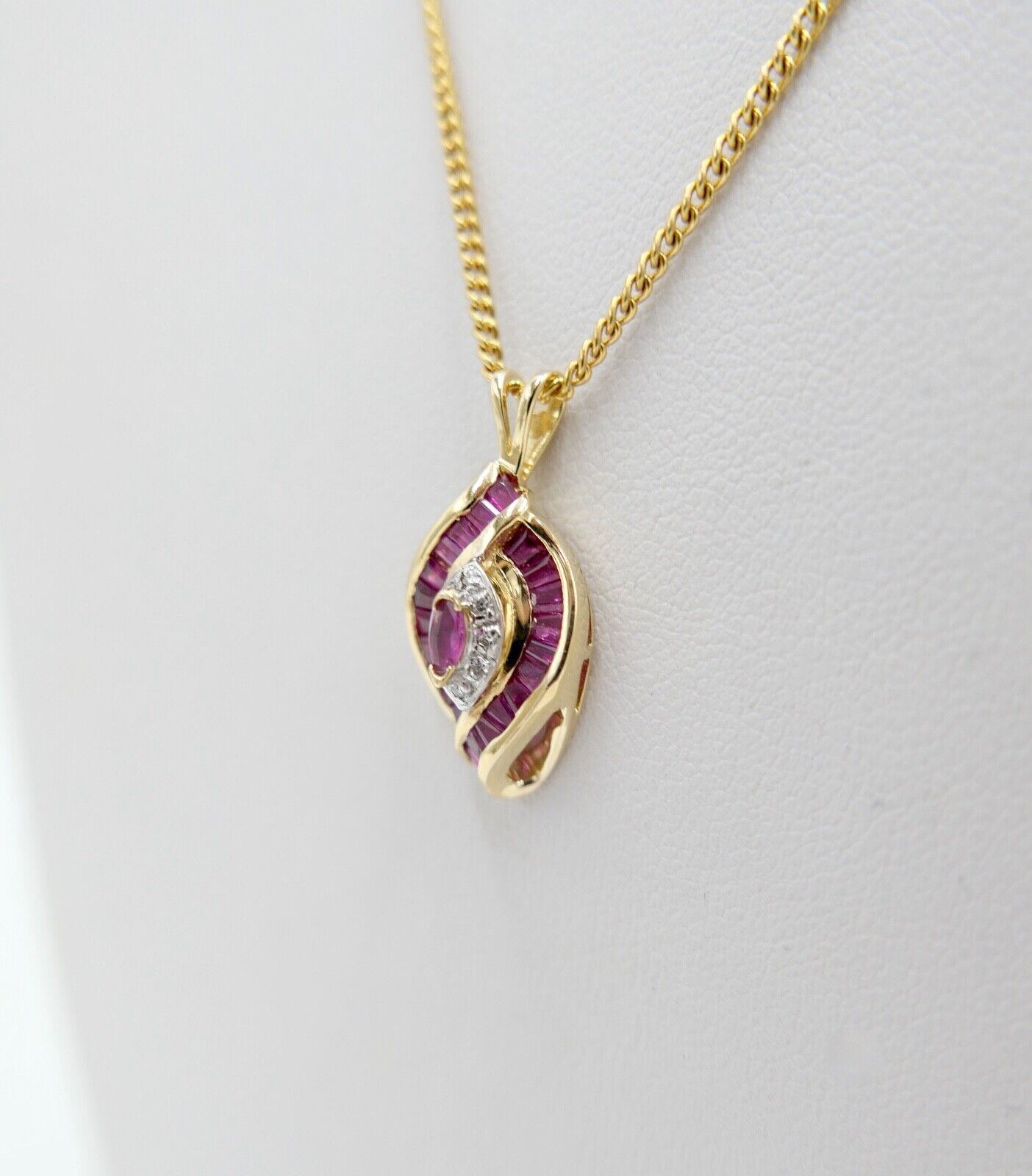 THL Samuel Aaron 10K GOLD Anhänger mit Rubinen und Diamanten - Antikhandel-Stuttgart