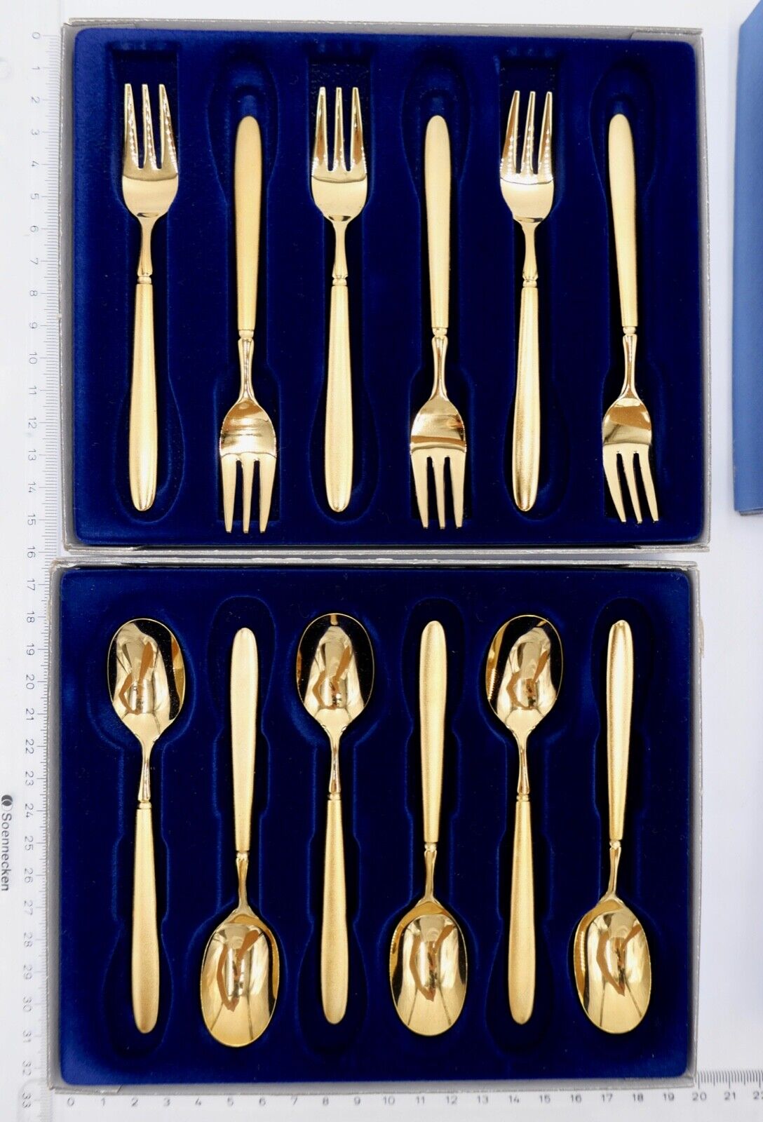 - NEU - OVP - 15 Teile original ANTIKO - vergoldet Kaffeelöffel Kuchenmesser - Antikhandel-Stuttgart